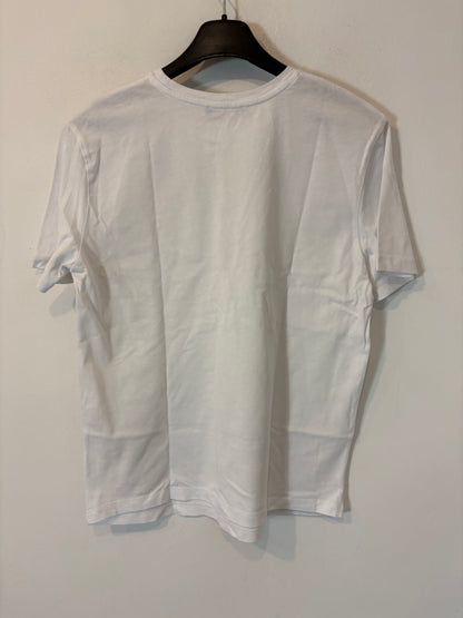ZARA. Camiseta blanca textura en dorado. T S