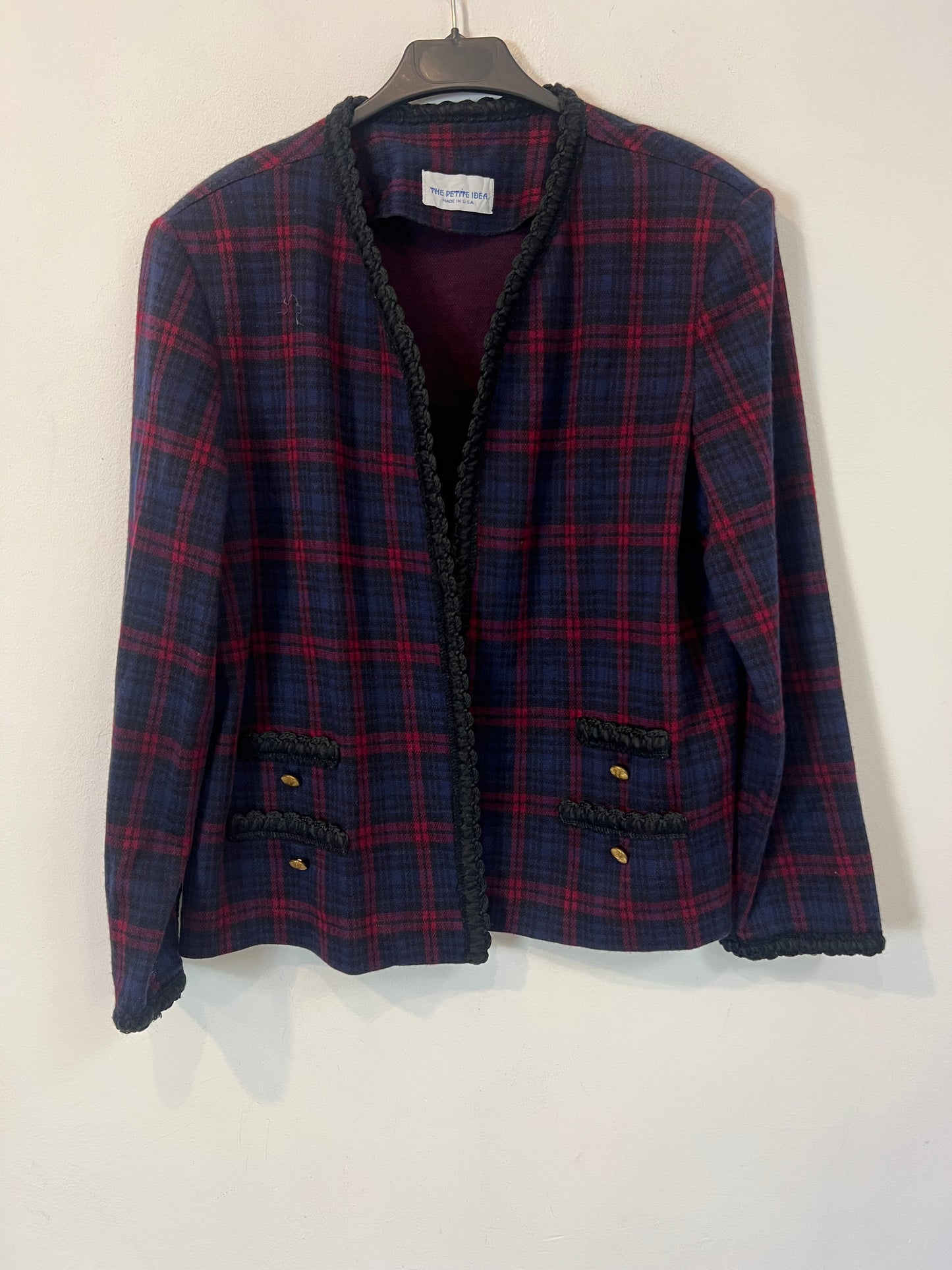 THE PETITE IDEA. Purple checked jacket, size 16