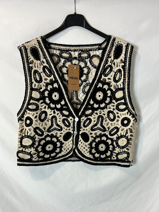 OTRAS. Chaleco bicolor troquelado. T S