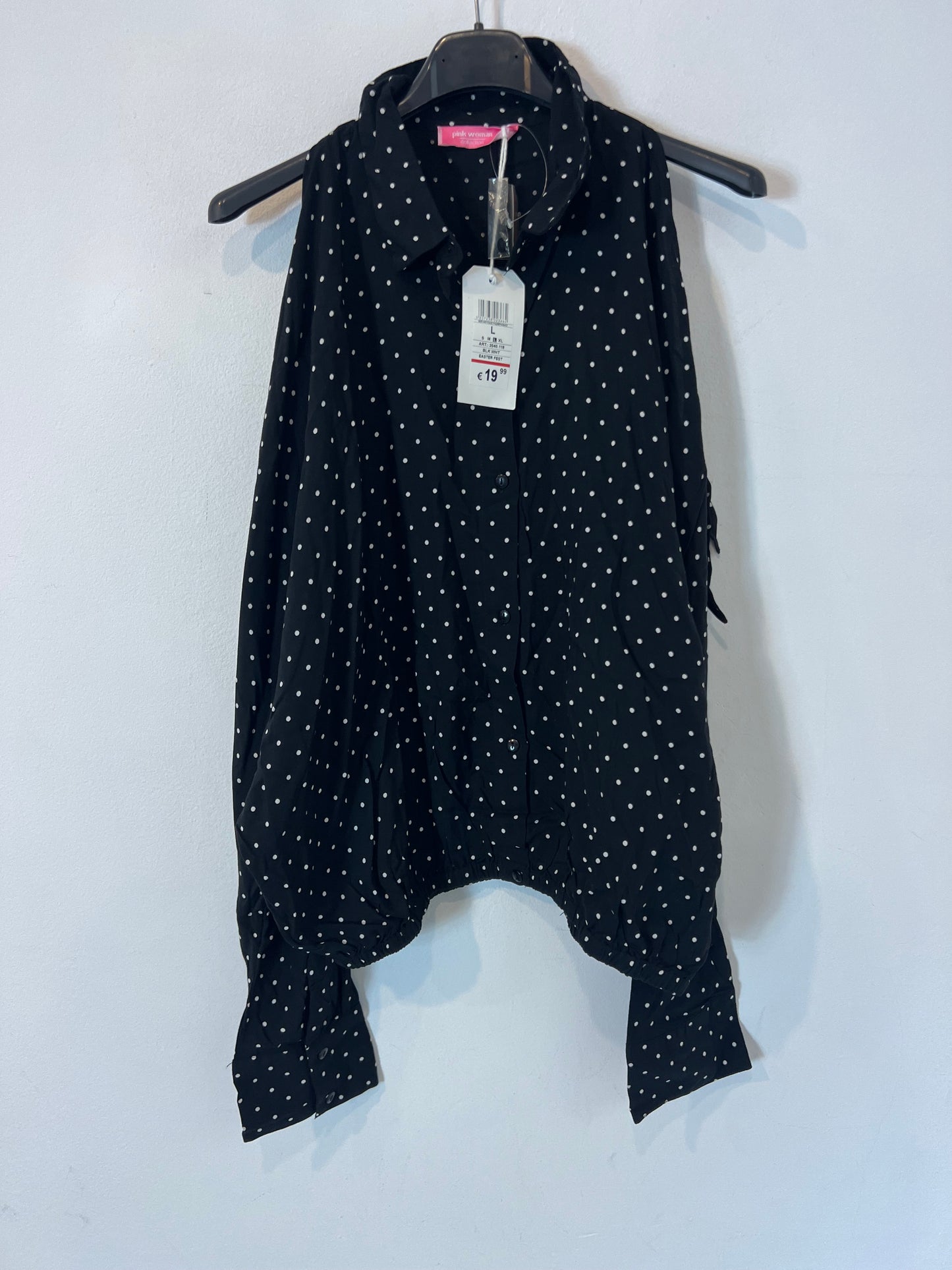 PINK WOMAN. blusa negra lunares (VARIAS TALLAS)