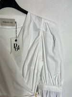 PARIS 64. Blusa blanca lazada detalle mangas. T S