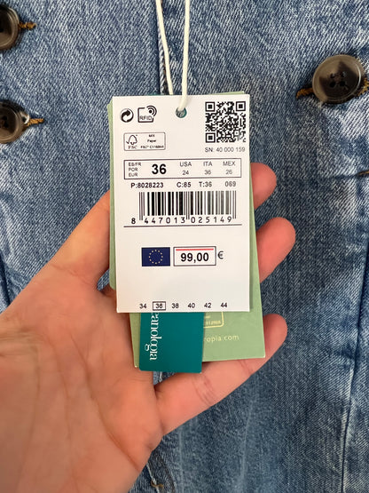 INTROPIA. Pantalón denim botones T.36