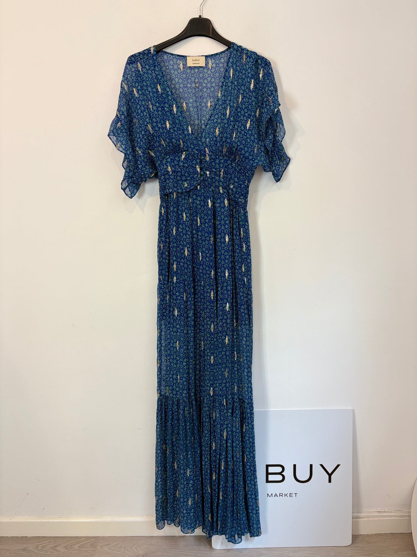 BA&SH. Vestido azul largo seda