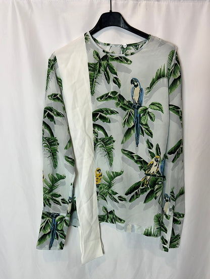 Stella McCartney. Blusa seda estampado tropical. T 40