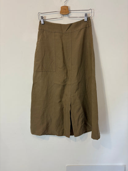MANGO. Falda midi abertura con lino