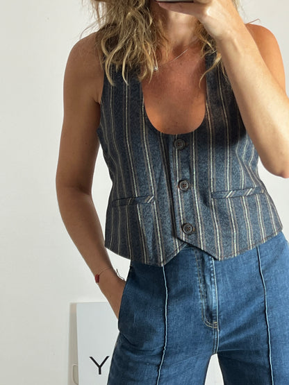 INDI&COLD. Chaleco de rayas azules T.m