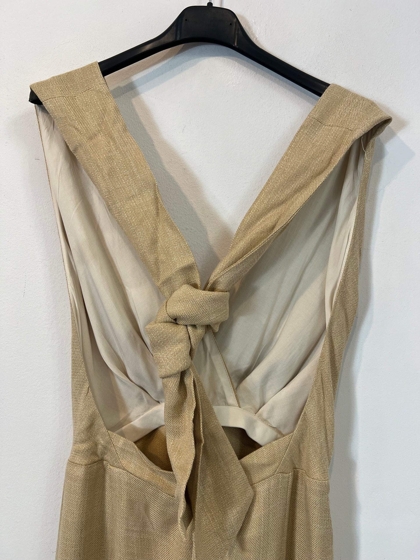 SEZANE EDITIONS. Long fluid beige jumpsuit T.36