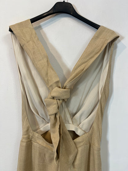 SEZANE EDITIONS. Long fluid beige jumpsuit T.36