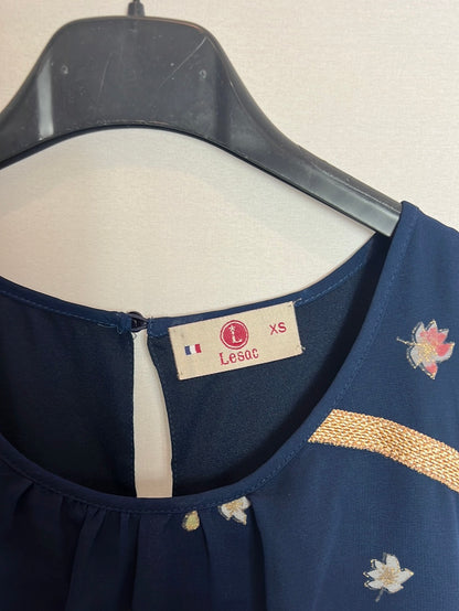 LESAC. Vestido largo azul flores. T XS