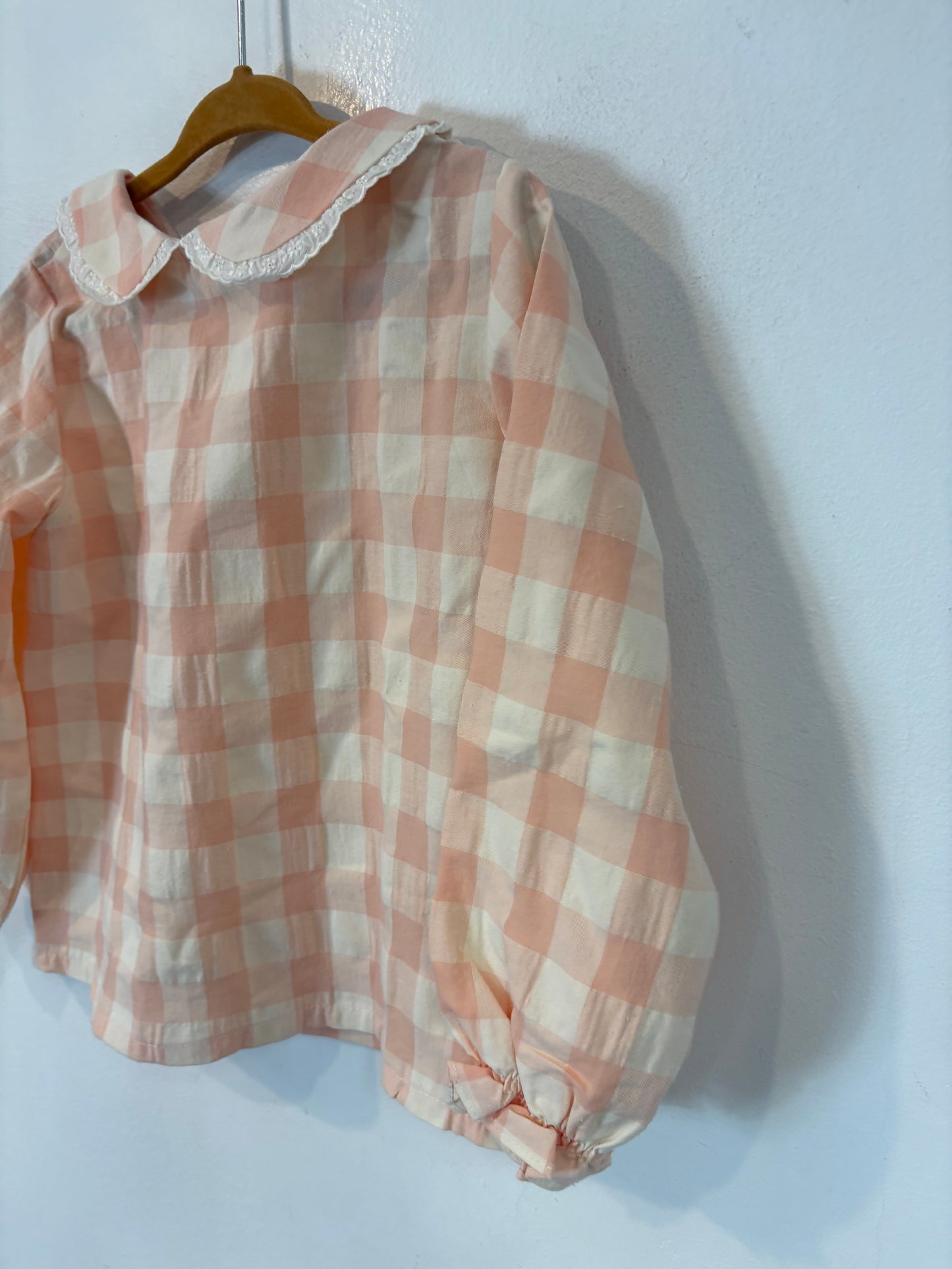 MI CANESÚ.  Camisa vichy cuello bordado. T 36 meses