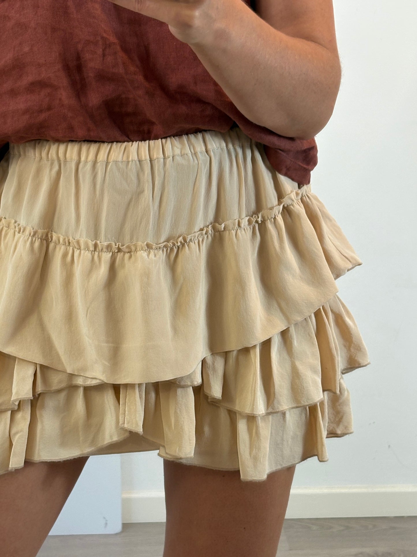 ISABEL MARANT. Falda beige seda. T 0 (XS/S)