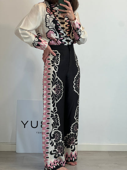 ZARA. Conjunto estampado flores T.xs