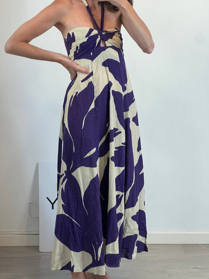 OYSHO. Long floral dress with linen Ts