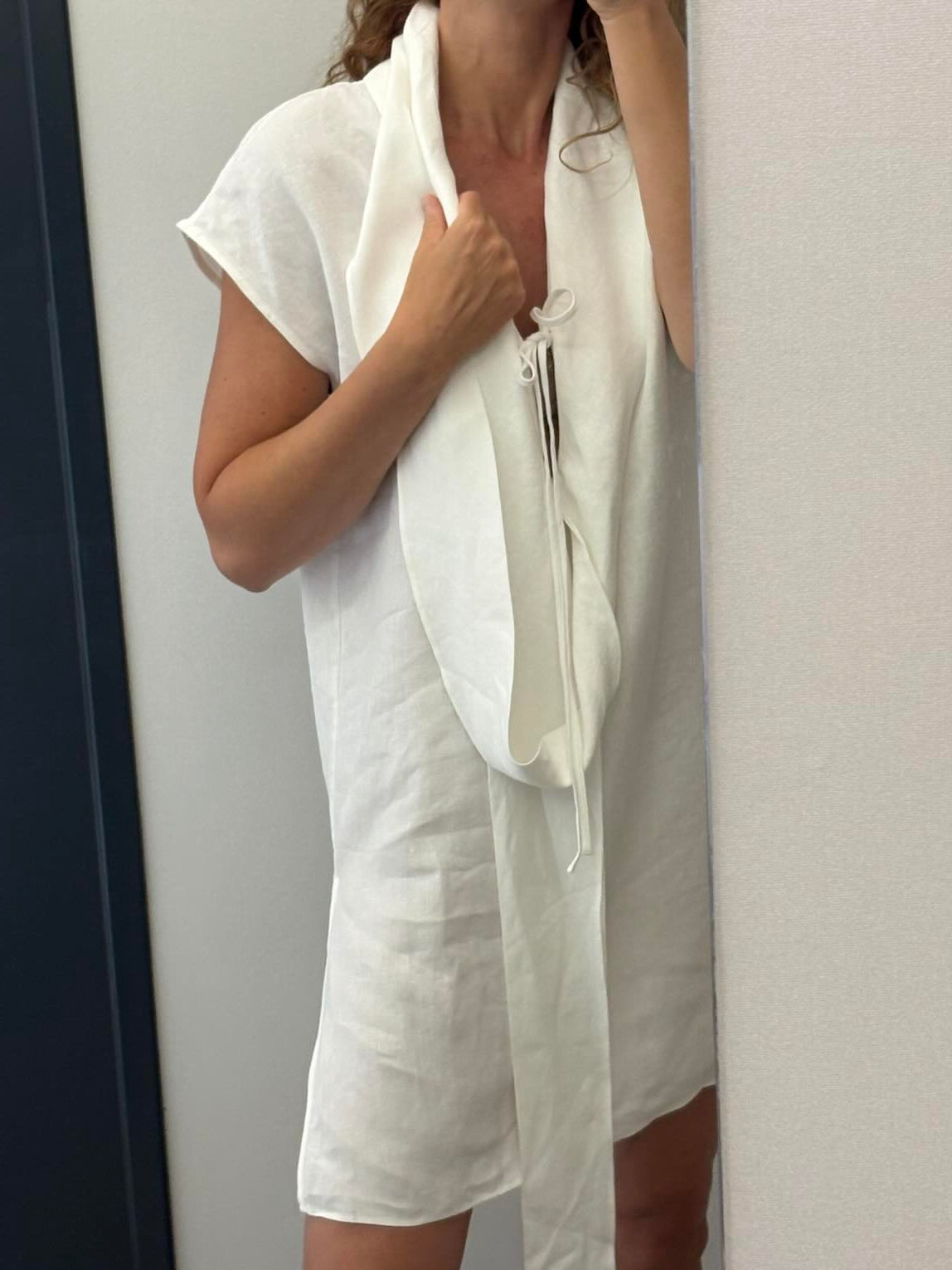 MASSIMO DUTTI Limited Edition. Vestido corto/top  blanco lino lazada