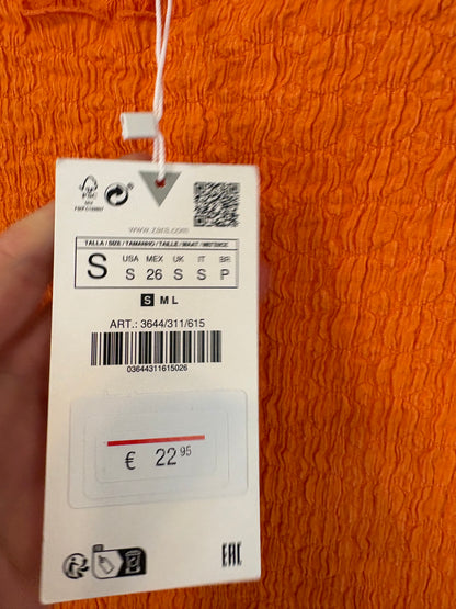 ZARA. Vestido midi naranjas elásticos. T S