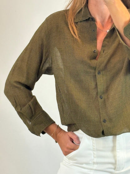 MASSCOB. Blusa verde caqui mezcla.