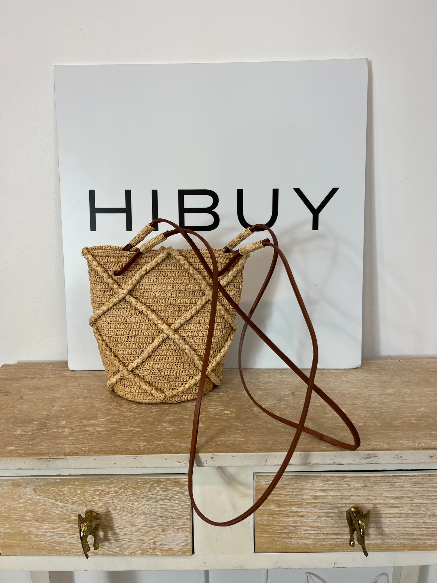 SEZANE. Bolso rafia natural detalles piel