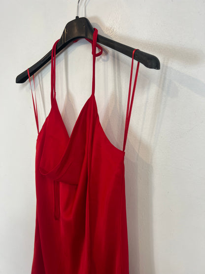 ZARA. vestido rojo satinado  T.s