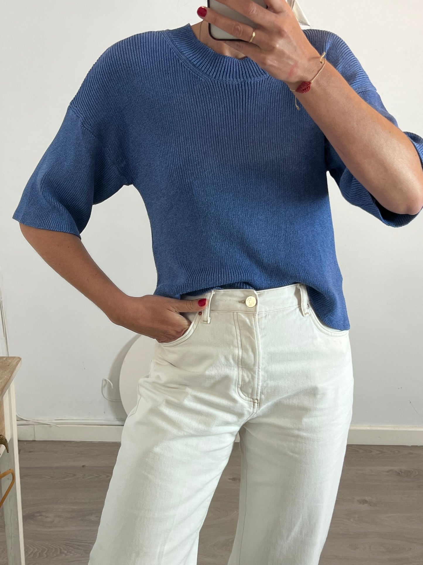 MASSIMO DUTTI. T.xs blue knit top