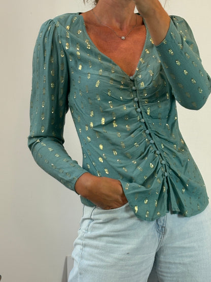OTHERS. Green blouse with gold details Your(S)
