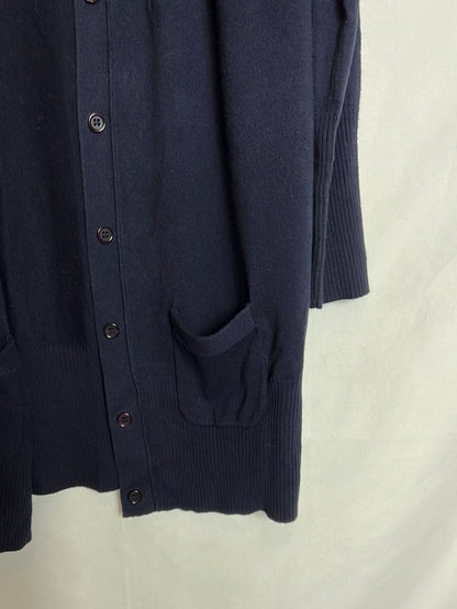 OTRAS. Cárdigan largo azul bolsillos. TM