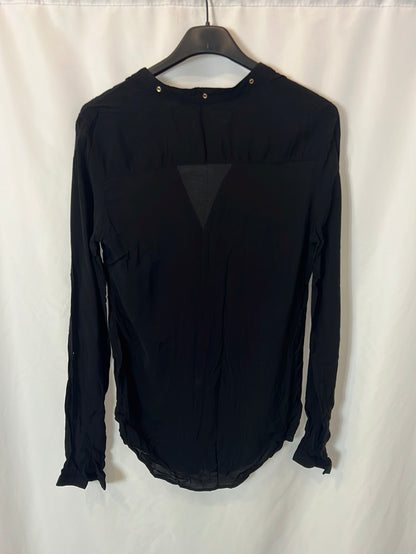 ZARA. Blusa negra detalle botones T.xs