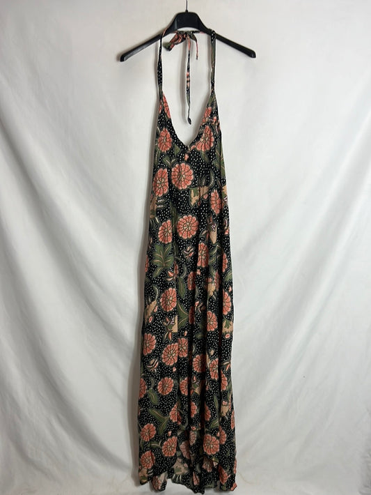 RENATTA&GO . Vestido largo negro estampado . TU (s)