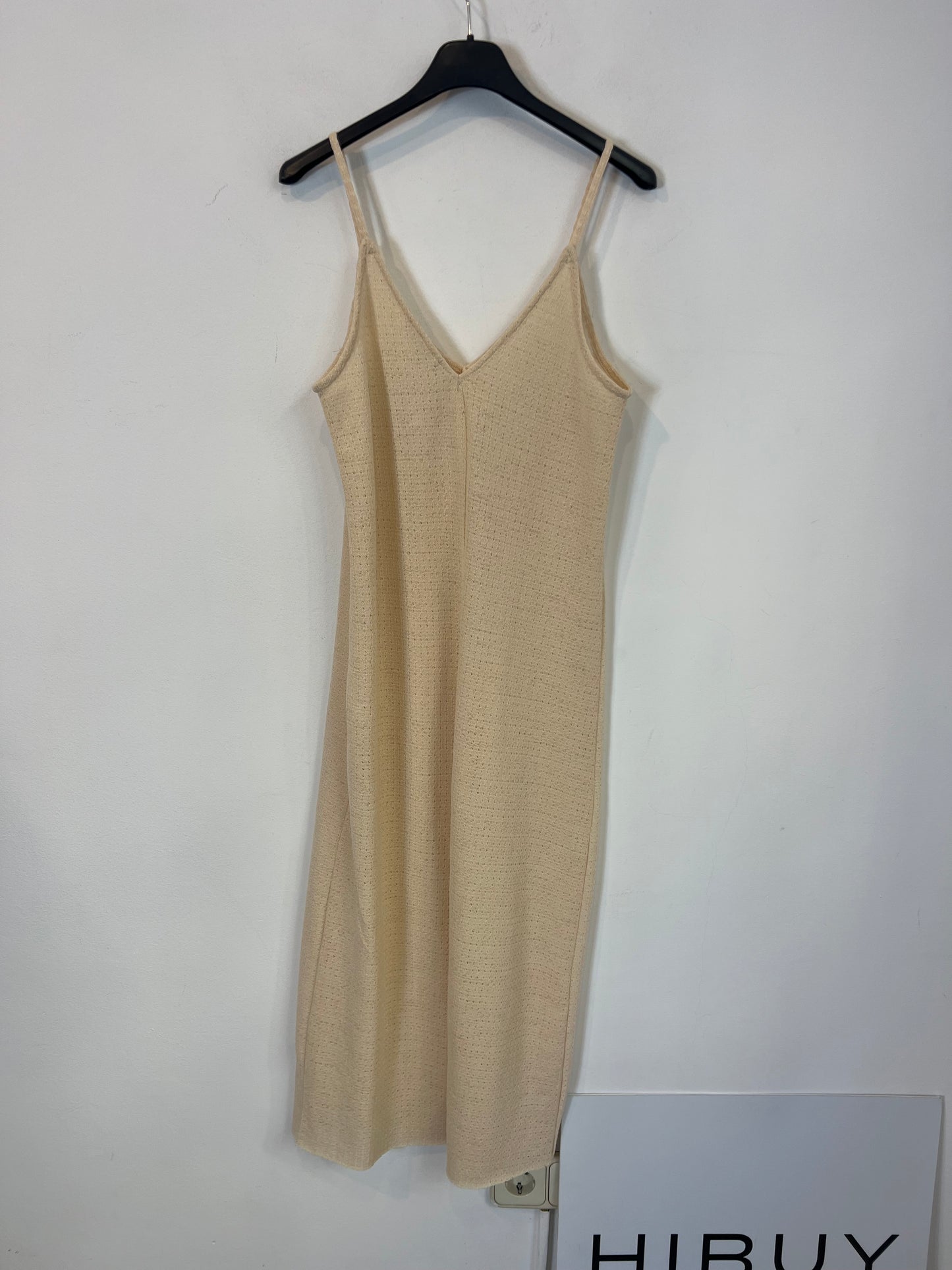 ZARA. Textured beige midi dress. T.S.