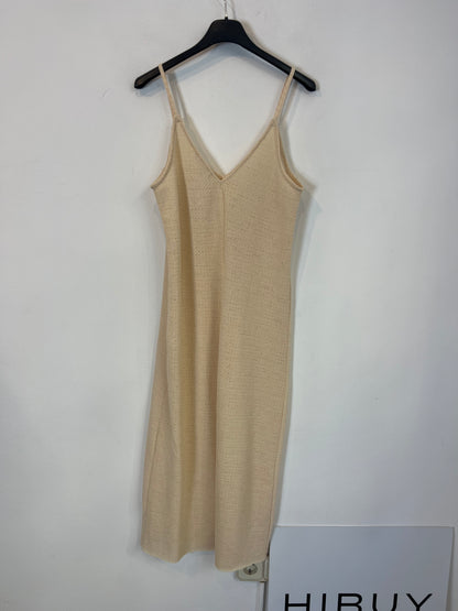 ZARA. Textured beige midi dress. T.S.