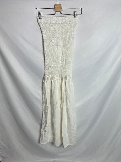 NUTKA STUDIOS. Vestido palabra de honor / falda larga Lino blanco. T XS/S