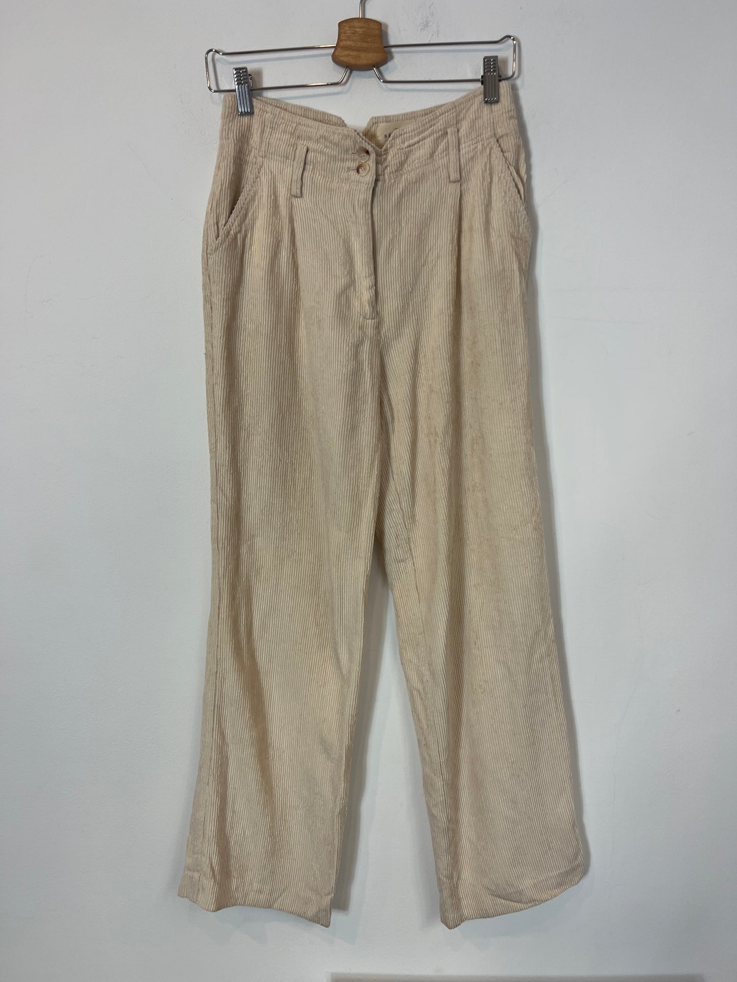 SEZANE. Pantalón fluido beige textura T.36