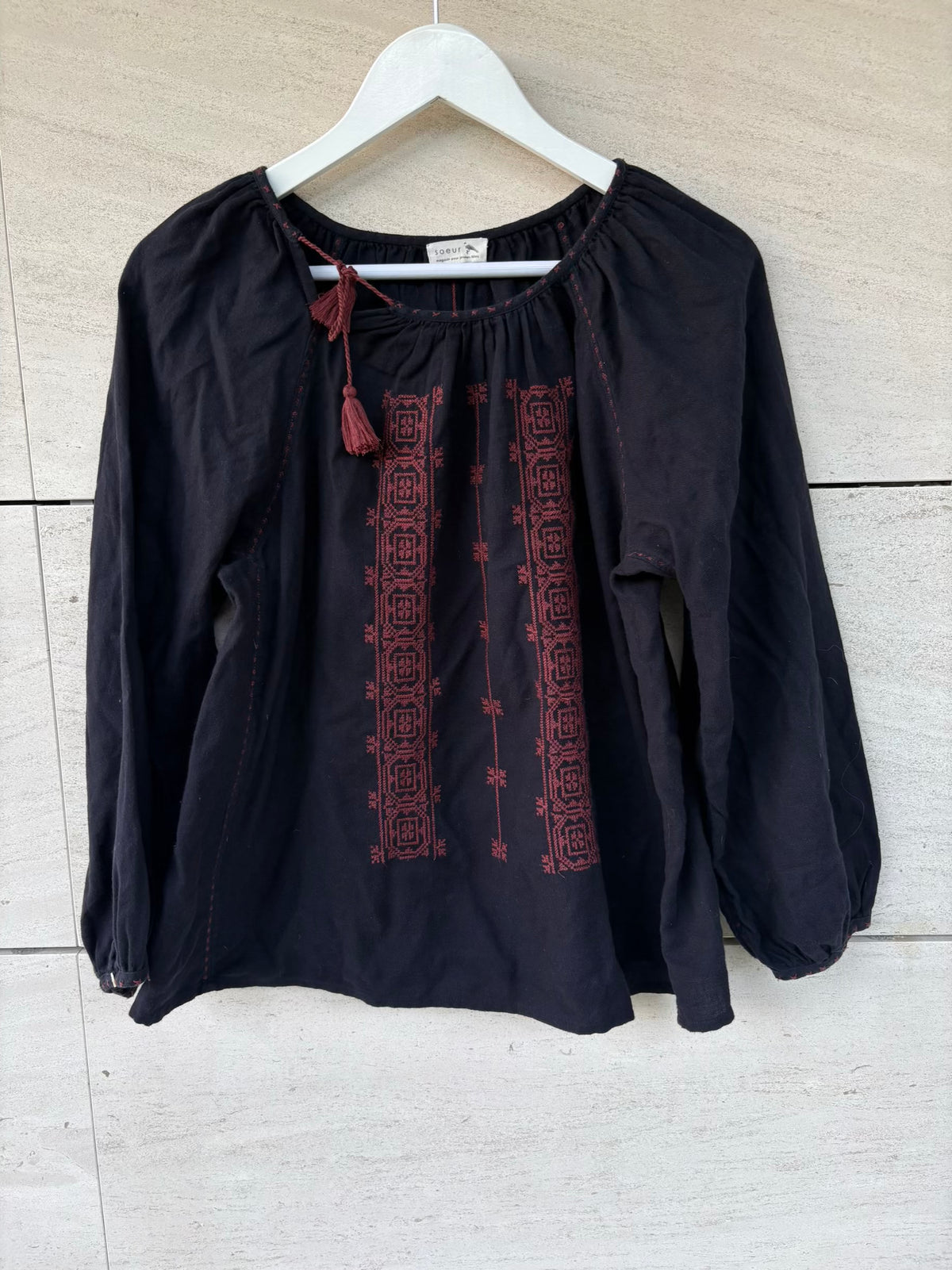SOEUR. Blusa algodón azul bordados