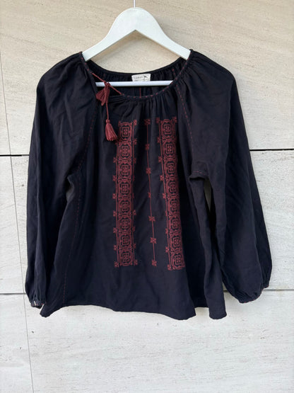 SOEUR. Blusa algodón azul bordados
