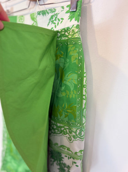 SILVIA TCHERASSI. Falda midi estampado verde.asimétrica. T S