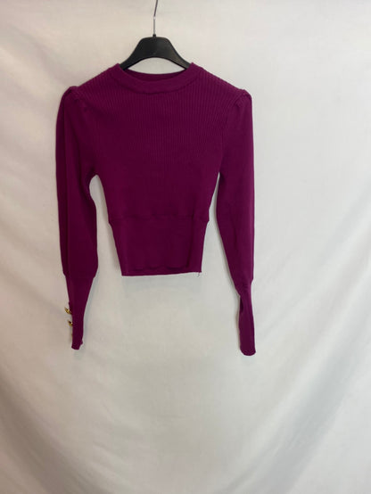 ZARA. Jersey canalé corto detalle botones. T.S