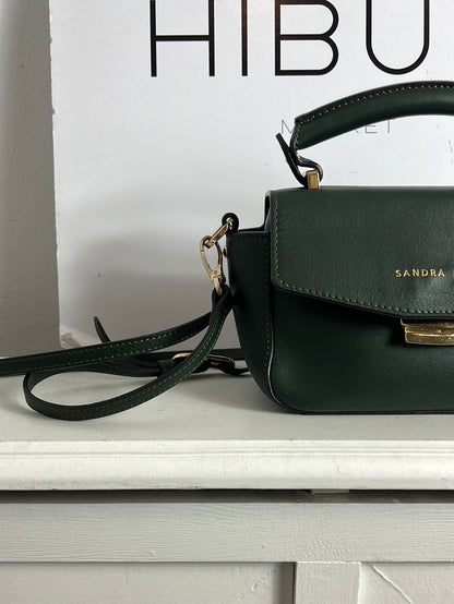 SANDRA FRECKLED. Green leather mini bag