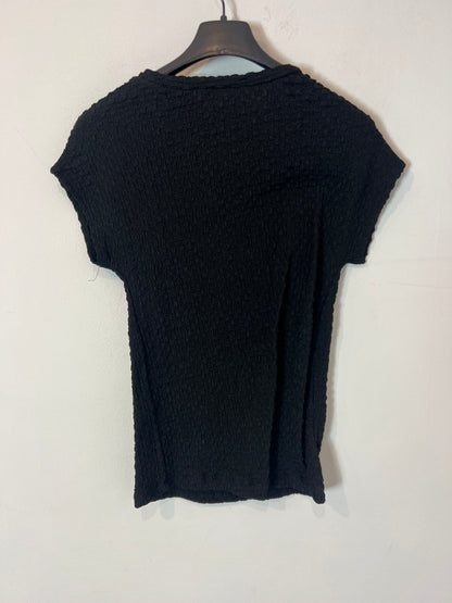 ZARA. Top negro textura. T S