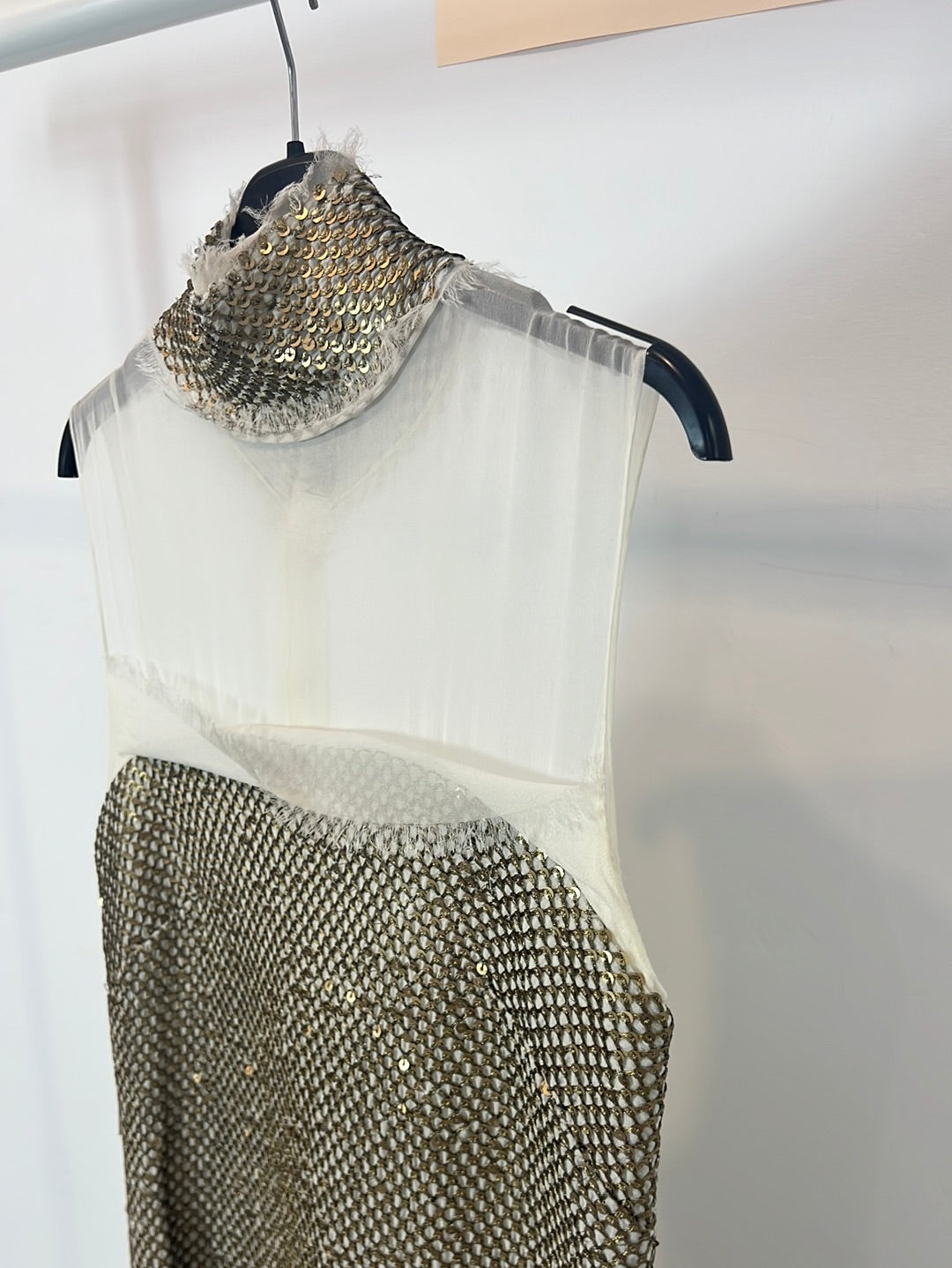 MALNE. Beige sequin dress T.38