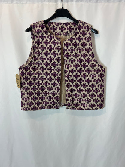 OTRAS. Chaleco beige flores moradas TU(s/m)