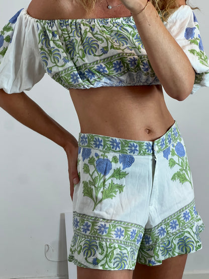 JULIET DUNN LONDON. Bermuda shorts and printed top total look. Size 2 (38)