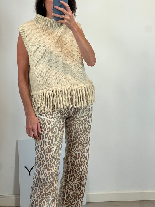 AMEÉ. Sleeveless fringed sweater S.(s)