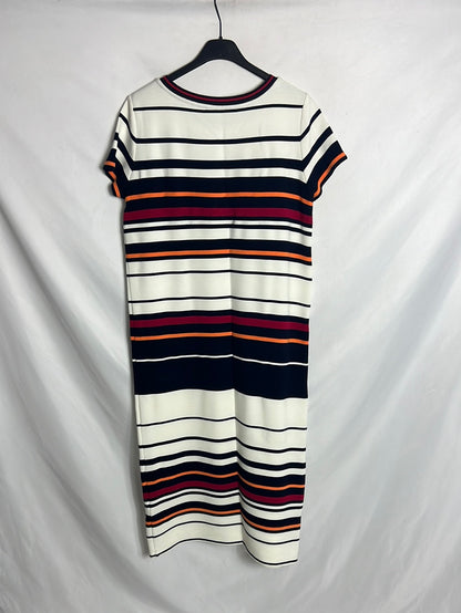 UTERQÜE. Vestido midi rayas. T S