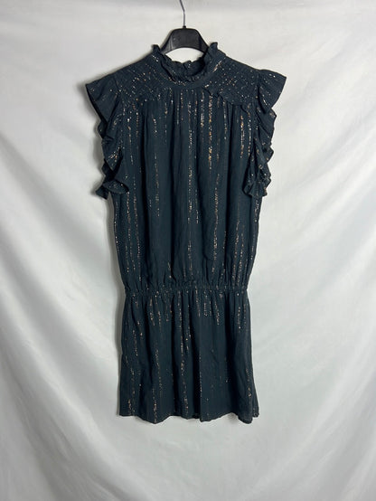 NICOLI. Vestido gris corto hilos brillo. T M