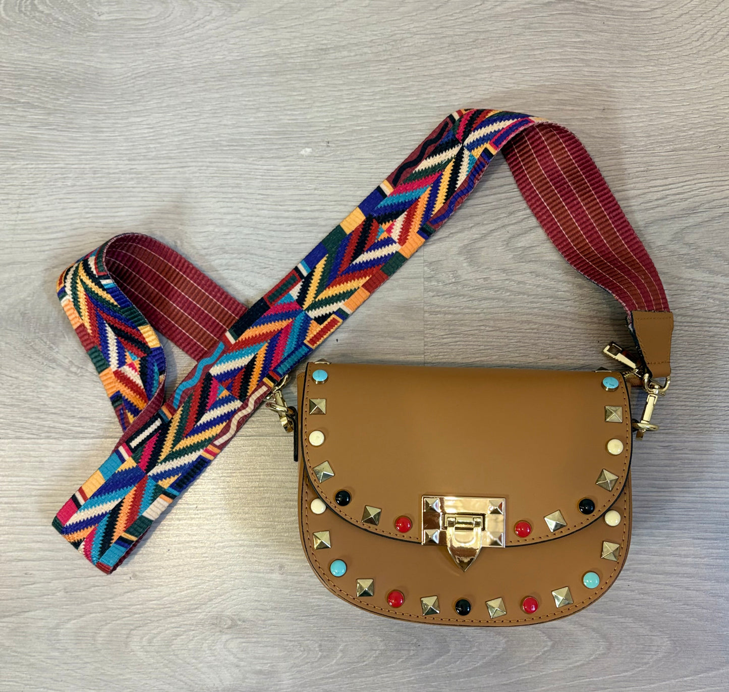 Bolso piel asa multicolor