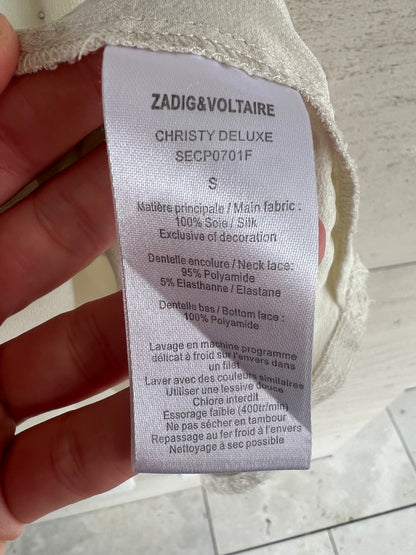 ZADIG & VOLTAIRE. Top seda color crudo detalles. T S