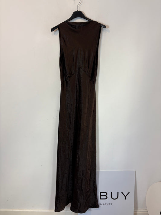 ZARA. Vestido largo fluido marrón chocolate