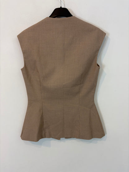 ZARA. Beige checked vest. Size XS