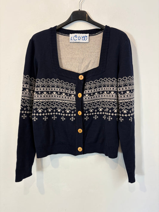 LA CASITA DE WENDY. Chaqueta azul greca merino