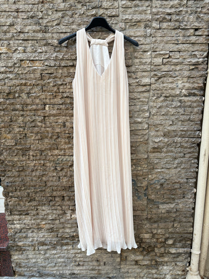 BIMANI. Vestido midi plisado beige