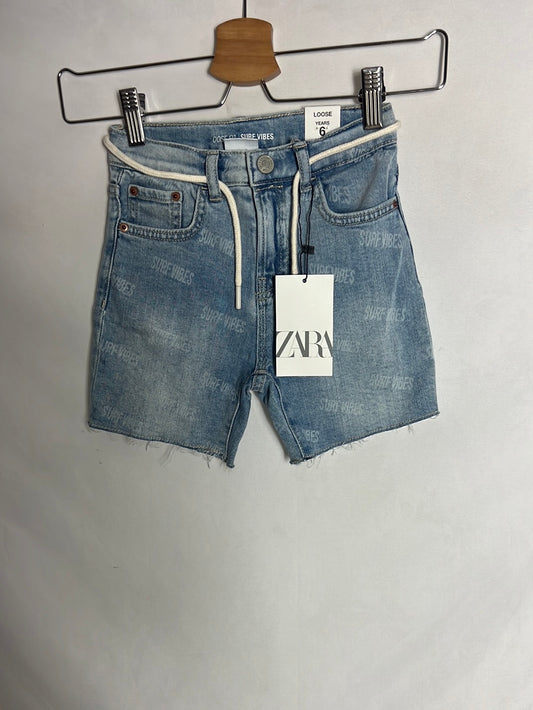 ZARA. Denim shorts with letters T, 6 years